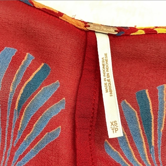 Like New Red and Blue Sheer Free People Beneath the Sea Top, size XS - Picture 6 of 7